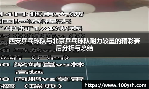 西安乒乓球队与北京乒乓球队耐力较量的精彩赛后分析与总结