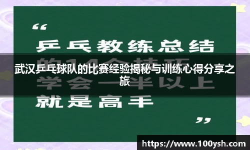 武汉乒乓球队的比赛经验揭秘与训练心得分享之旅